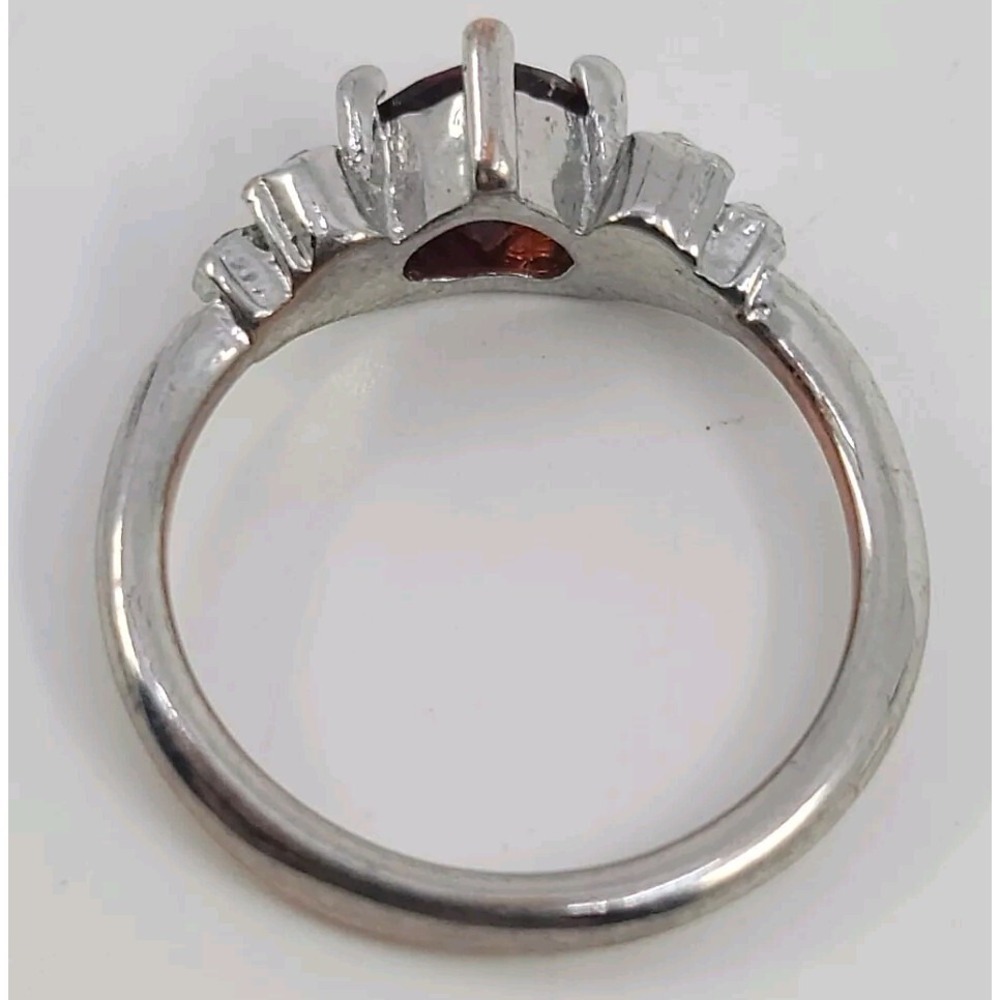 Heart‎ And Cubic Zirconia Female Ring Unknown Stone Sz 7.5 Estate Find - Picture 2 of 4